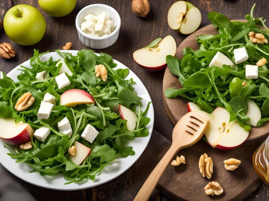 Elmalı Beyaz Peynirli Roka Salatası